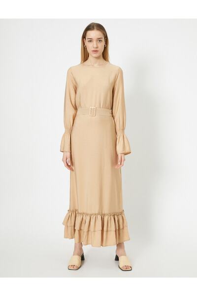 Koton Μακρυμάνικο φόρεμα με λεπτομερή ζώνη