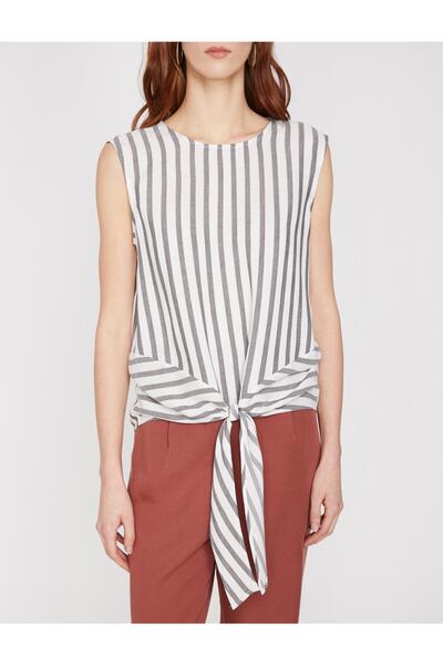 Koton Szara bluzka damska wiązana w talii 9yak68545pw