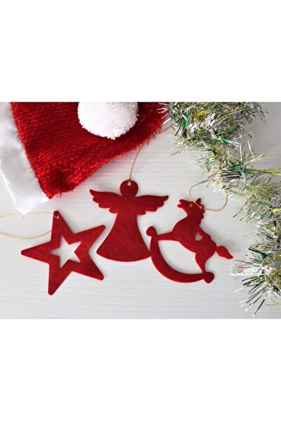 Masalsı Concept 6 bucăți de ornamente decorative pentru brad de Crăciun din pâslă roșie