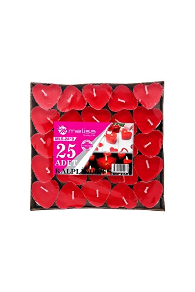 Melisa Kırmızı Kalpli Tealight Mum 25 Adet