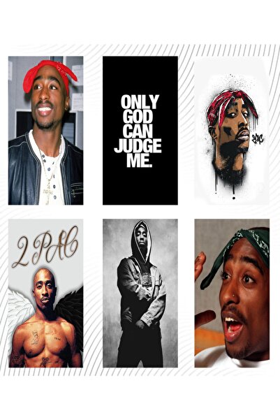 hediyeniburadabul Σετ 6 ξύλινων αφισών τοίχου Tupac - Hbb Special Series
