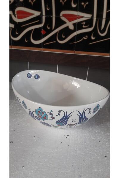 Kütahya Çini El Yapımı Çini Desenli % 100 Porselen Lavabo