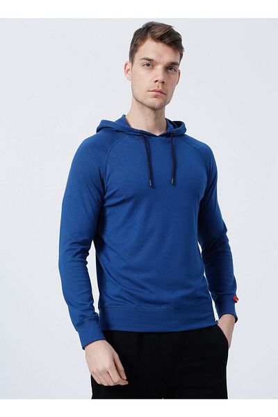 Blackspade 7468 Hooded Long Sleeve Regular Fit Plain Navy Blue Men's Sweatshirt