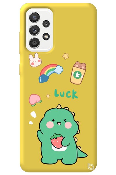 WANNA PROTECT Samsung Galax A72 Yellow Color Dinosaur Inside Velvet Patterned...