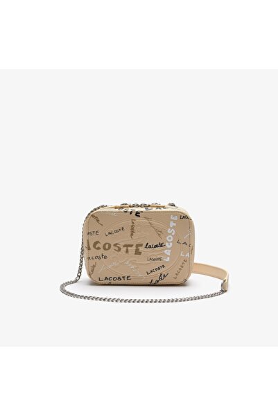 Lacoste Croco Crew Seasonal Kadın Deri Bej Kol Çantası