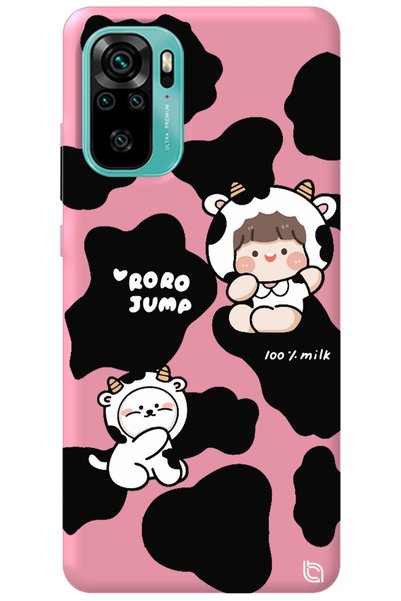 WANNA PROTECT Xiaomi Redmi Note 10 Pink Color Cow Velvet Patterned Silicone P...