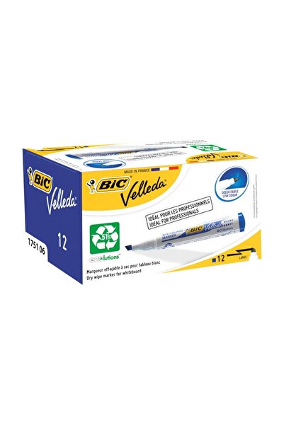 Bic Bic Velleda 1751 Kesik Uç Beyaz Tahta Kalemi Mavi 12`li Kutu