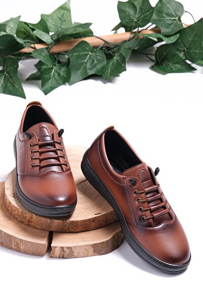 The Hope Shoes حذاء كاجوال ناعم من المطاط المخيط لتقويم العظام باللون البني ل...