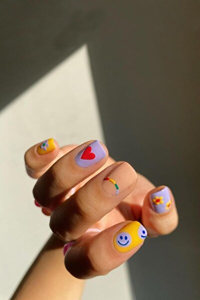 Flash Tattoos® Gülen Yüzler Espirili Smiley Nail Art Süsü Tırnak Çıkartmaları Tırnak Dövmesi