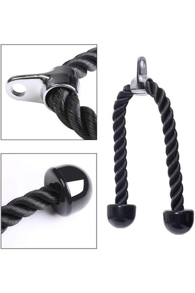 JIMX Siyah Profesyonel Triceps Çekiş Halatı, Güç ve Dayanıklılık İçin Ideal