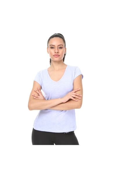 Kadın V Yaka T-shirt Rosa Lila