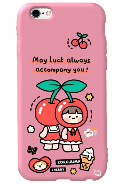WANNA PROTECT iPhone 6 6S Pink Colored Cherry Velvet Patterned Silicone Phone...