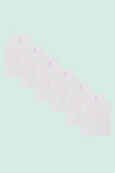 Ceysan Tricou alb pentru fetiță, 6 piese, cu bretele din frânghie Daisy