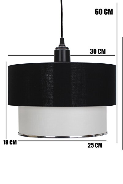 Vivido Abajur Siyah Gümüş Varaklı Deko Tekli Sarkıt Avize