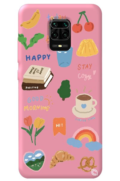 WANNA PROTECT Xiaomi Redmi Note 9S Pink Color Sticker Velvet Patterned Silico...