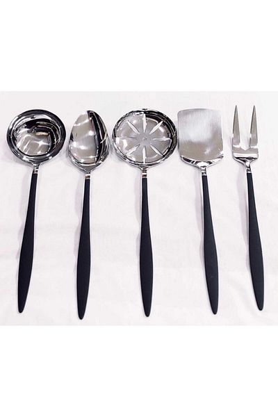 BRONDOFF Carmen Black Steel Serving Set 5 Pieces