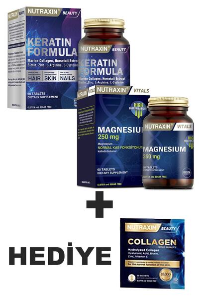 Nutraxin Keratin Formula 60 Tablet + Magnesium Citrate 250 Mg 60 Tablet + 1 A...