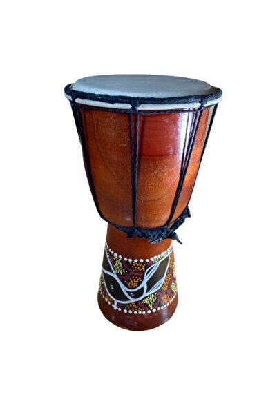 ArtemisDükkan Tik Ağacı Etnik Desen Deri Darbuka 30 Cm