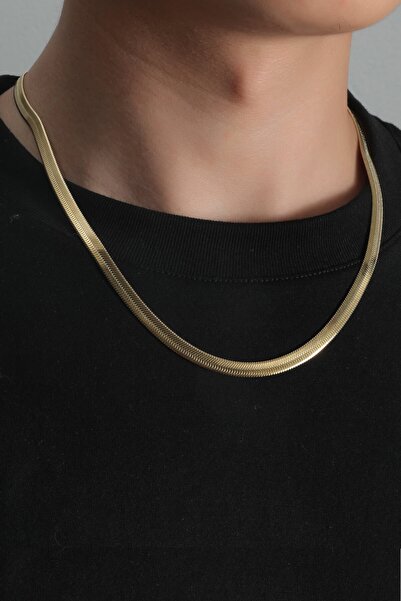 Bluem سلسلة سميكة من الفولاذ المقاوم للتشويه باللون الأصفر على شكل ثعبان إيطا...