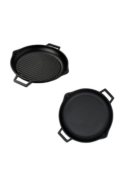 Lava Cast Iron Frying Pan And Grill Pan Set