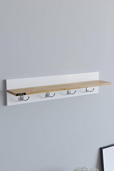 Remaks Rose Duvar Askısı Vestiyer Portmanto - Meşe / Beyaz