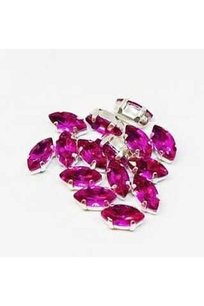 yiğit aksesuar 4x8 (0,8mm) Θήκη Γυάλινη Πέτρα Φούξια 50 Τεμάχια