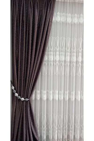 serART Necklace Row 6 Ball Background Curtain Side Laces Anthracite Silver