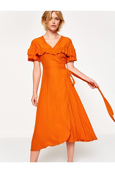 Koton Orangefarbenes Damenkleid 8KAK88217PW