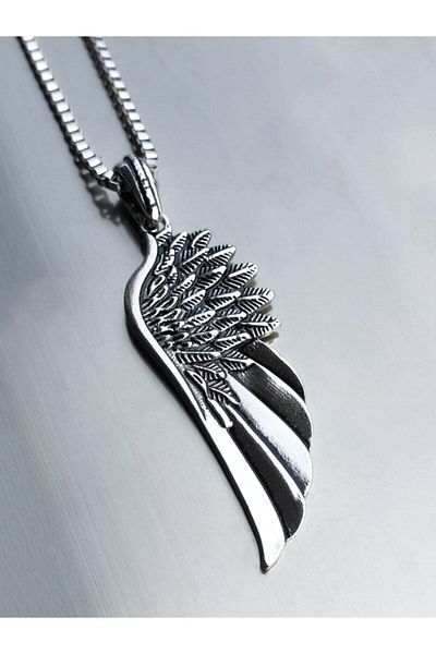 The Collection Eagle Wing Silver Men's Necklace