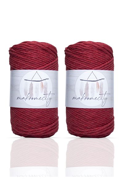 Makromecity Premium Screwed Macrame Thread 3mm Single Twist Macrame Screwable Hobby Thread Set of 2 Red