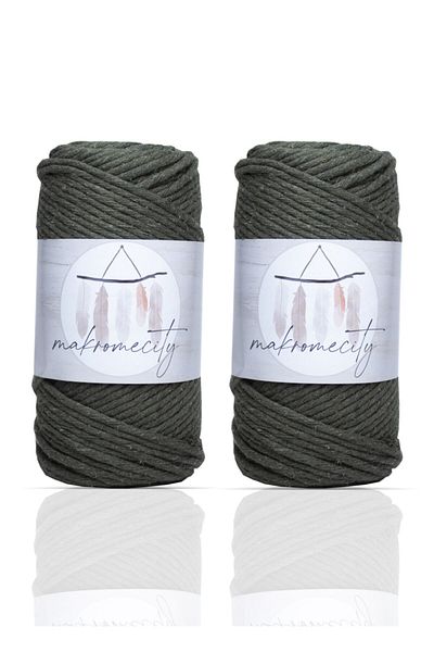 Makromecity Premium Screened Macrame Thread 3mm Single Twist Macrame Screenable Hobby Thread Set of 2 2 Pieces Khaki
