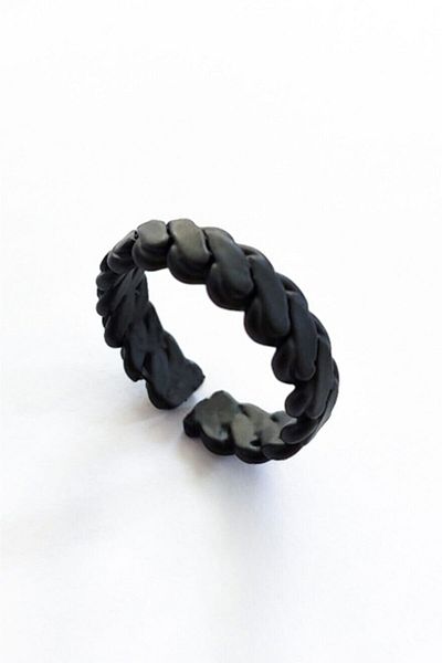 The Collection Matte Black Coiled Ring Knight Adjustable Ring