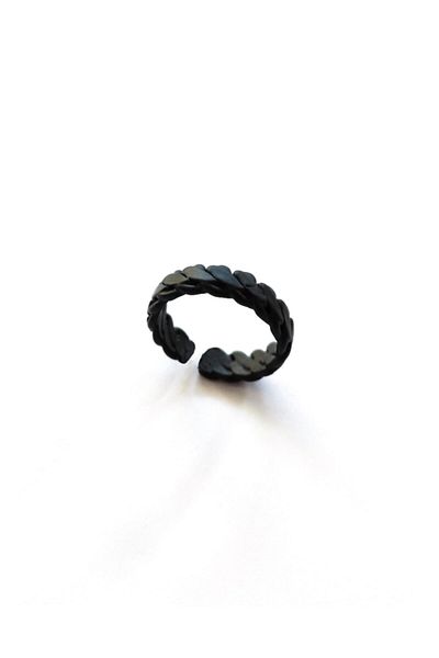The Collection Matte Black Coiled Ring Knight Adjustable Ring