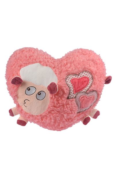 Sole Imported Heart Shaped Plush Lamb Hand Warming Pillow with Applique