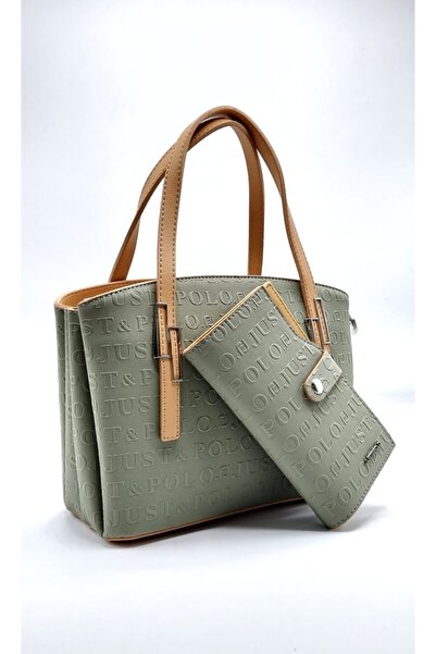 Just Polo Women's Green 5-Compartment Crossbody Bag and Wallet Combination