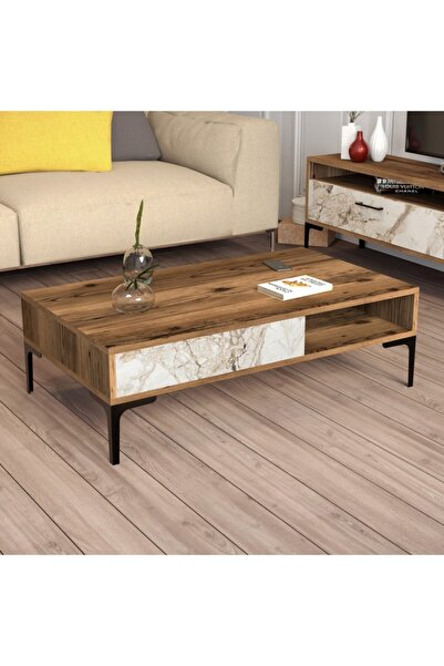 Variant Mobilya Variant Istanbul Orta Sehpa Ceviz  Beyaz Mermer