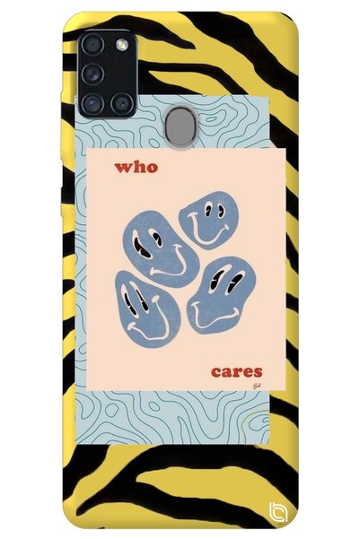 WANNA PROTECT Samsung A21S Yellow Colored Who Cares Velvet Patterned Silicone...