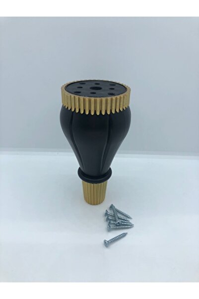 KARAKOÇ Plastik, Tıknaz 14 Cm Siyah-gold Koltuk,baza,mobilya Ayağı (4 Adet)