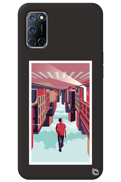 WANNA PROTECT Oppo A72 Black Color Inverted Urban Velvet Patterned Silicone P...