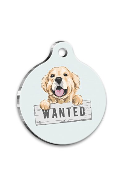 Pet Tag Art رسم توضيحي Golden Retriever 3 علامة كلب مستديرة متوسطة 3 سم