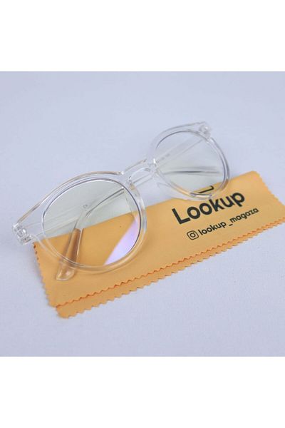 LOOKUP نظارات قراءة بإطار شفاف من الزجاج الشفاف للجنسين، كتلة زرقاء، حماية من الضوء الأزرق