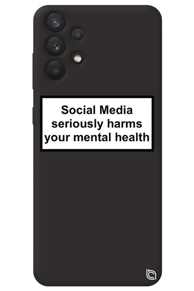 WANNA PROTECT Samsung A32 Black Color Social Media Velvet Patterned Silicone ...