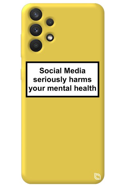 WANNA PROTECT Samsung A32 Yellow Colored Social Media Velvet Patterned Silico...