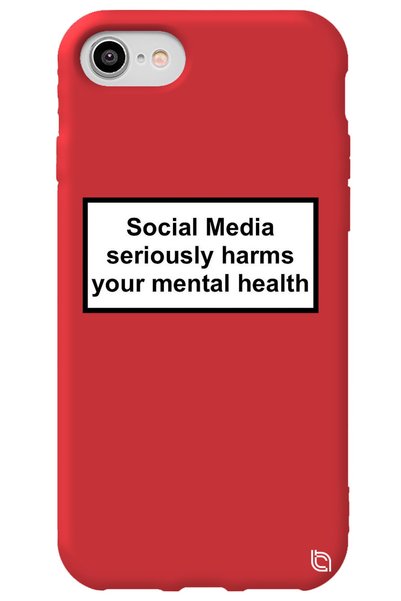 WANNA PROTECT iPhone 8 Red Colored Social Media Velvet Patterned Silicone Pho...
