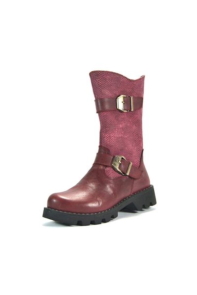 PİNKY PİNKY 1004 Genuine Leather Claret Red Zippered Girl's Boots 26-30