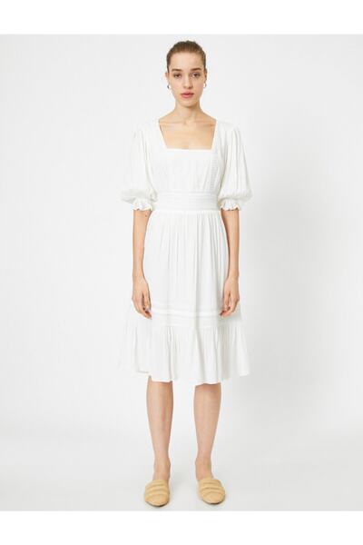 Koton Γυναικείο Λευκό Φόρεμα 0YAK83774EW