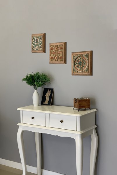 Oscar Stone Decor Masif Çerçeveli 3'lü Set Taş Tablo Pano 28x28 cm