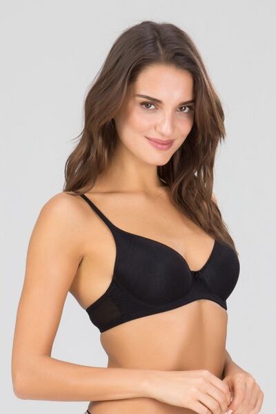 Kom Дамски черен сутиен с мека чашка и банели, без подплънки