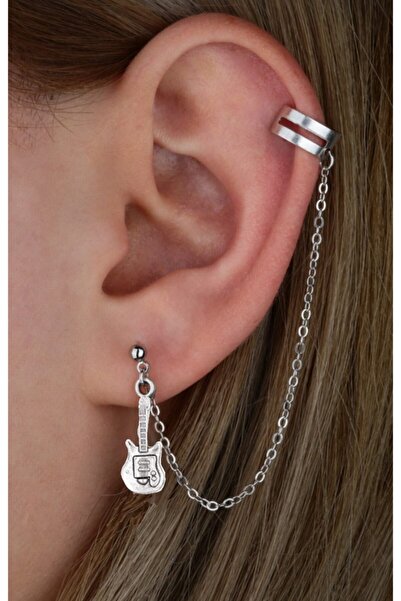 TakıConcept Üstten Deliksiz Zincirli Top Gitar Küpe