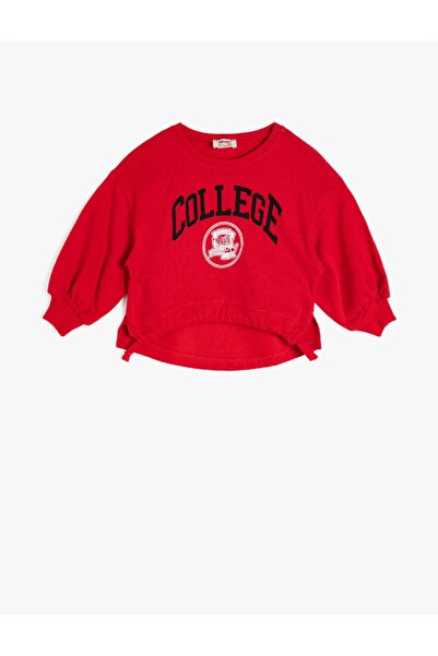 Koton Crew Neck Long Sleeve Text Printed Sweatshirt